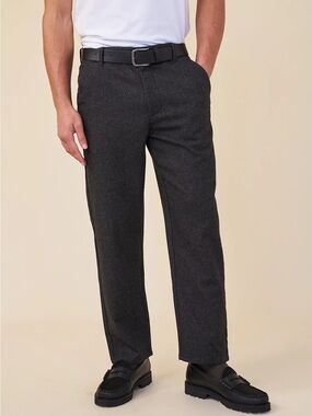 Bound Wool Herringbone Charcoal Grey Trousers Men’s Work Business Pants